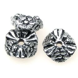 Metallized Plastic Washer Bead / Floral Ornaments, 19 mm, Hole: 2 mm, Old Silver -50 grams