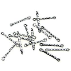 Plastic Metallized Connecting Elements, 21 mm, Old Silver -50 grams