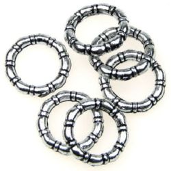 Metallized Plastic Engraved Ring, 3x15 mm, Old Silver -20 grams ~ 84 pieces