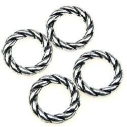 Metallized Plastic Twisted Ring, Old Silver Imitation, 4x24 mm -50 grams