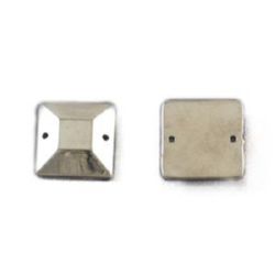 CCB Connecting Element / Square, 10x10x3 mm, Silver -20 grams ~ 90 pieces