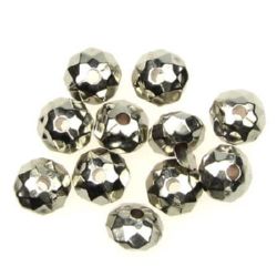 CCB Faceted Abacus Bead, 8x6 ~ 7mm, Hole: 2mm, Silver -20 grams ~ 124 pieces