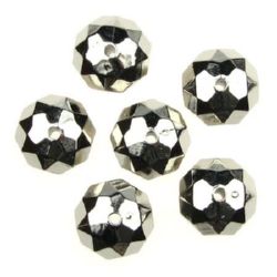 CCB Faceted Abacus Bead, 10x16x16 mm, Hole: 2 mm, Silver - 20 grams ~ 14 pieces