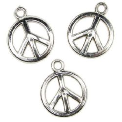 CCB Pendant / Hippie Peace Symbol, 15x19 mm, Hole: 2 mm - 20 grams ~ 56 pieces