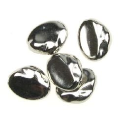 Margele CCB oval plat 6x16 mm gaură 1 mm culoare argintiu - 20 grame ~ 28 bucăți
