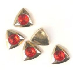 CCB Faceted Тriangle Bead with Crystal, 16 mm -10 pieces