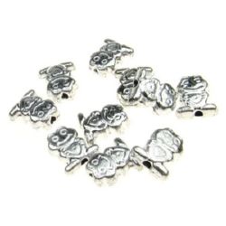 Broască  mărgele metalizată 10x9 mm alb argintiu -20 grame