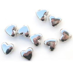 CCB Heart Bead, 23x21 mm, Silver -5 pieces