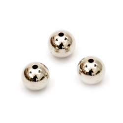 CCB Ball Bead, 18 mm, Hole: 3 mm, Silver -25 grams