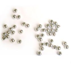 Metallized CCB Ball Bead, 5 mm, Hole: 1.5 mm, Silver -20 grams ± 332 pieces