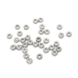 Metallized CCB Ball Bead, 6 mm, Hole: 1 mm, Silver -20 grams ~ 192 pieces