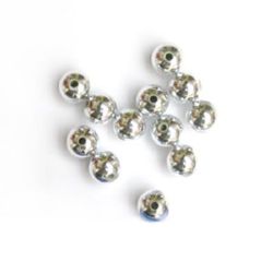 Metallized CCB Ball Bead, 8 mm, Hole: 1.5 mm, Silver -20 grams ~ 72 pieces