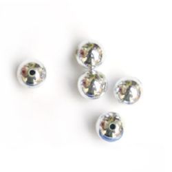 CCB Ball Bead with Metal Coating, 10 mm, Hole: 2 mm, Silver -25 grams ± 45 pieces