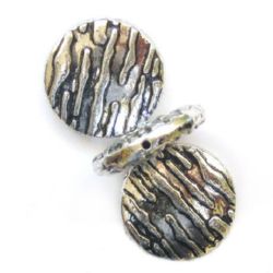 Cerc metalic de margele gravat 28 mm culoare argintiu -50 grame