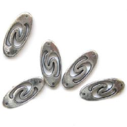 Metallized Plastic Oval Connector Bead, Silver, 16x35 mm -50 grams