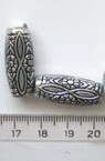 Silver-engraved oval cylinder bead, 11x25x2 mm, hole - 50 grams