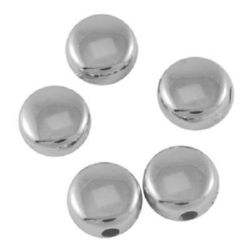 CCB Round Flat Bead, 6x3 mm, Hole: 1 mm, Silver -20 grams ~ 264 pieces