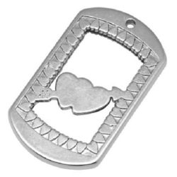 CCB Rectangular Pendant with Hearts, 42x25x3 mm, Hole: 2 mm  -10 pieces