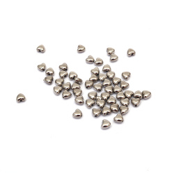 CCB Heart Shaped Bead / 5x6x3 mm, Hole: 1.5 mm / Silver Color - 20 grams ~ 270 pieces
