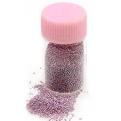Топчета стъклени 0.6 -0.8 мм декоративни плътни цвят лилаво-розов пастелен -10 грама