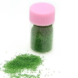 Топчета стъклени 0.6 -0.8 мм декоративни плътни цвят зелен тревисто  -10 грама
