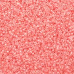 Glass Beads, 3 mm, Transparent with Glow-in-the-Dark Coral Thread - 50 grams