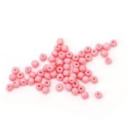 Γυάλινες χάντρες 2 mm τύπου τσέχικη, ανοιχτό ροζ -15 γραμμάρια ~ 2050 τεμάχια