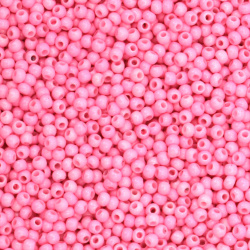 Γυάλινες χάντρες 2 mm τύπου τσέχικη, ροζ -15 γραμμάρια ± 2050 τεμάχια