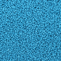 Γυάλινες χάντρες 2 mm τύπου τσέχικη, θαλασσί -15 γραμμάρια ~ 2050 τεμάχια