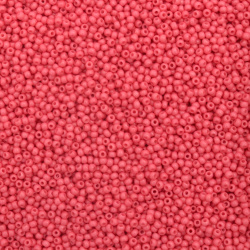 Мъниста стъклена тип чешка 2 мм плътна розов грейпфрут -15 грама ~ 2050 броя