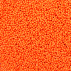 Мъниста стъклена тип чешка 2 мм плътна оранжева -15 грама ± 2050 броя
