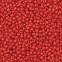 Γυάλινες χάντρες τύπου Τσεχικη 2 mm ανοιχτό κόκκινο -15 γραμμάρια ~ 2050 τεμάχια