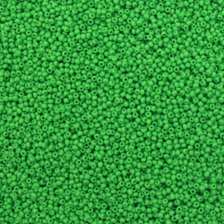 Τσέχικες γυάλινες χάντρες 2 mm opaque πράσινο ηλεκτρικ -15 γραμμάρια ~ 2050 τεμάχια