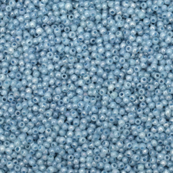 Γυάλινες χάντρες τύπου τσέχικη πάχους 2 mm μπλε μαργαριτάρι -15 γραμμάρια ~ 2050 τεμάχια