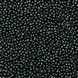 Γυάλινες χάντρες τύπου τσέχικη πάχους 2 mm γραφίτη μαργαριτάρι -15 γραμμάρια ~ 2050 τεμάχια