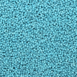 Γυάλινες χάντρες τύπου τσέχικη πάχους 2 mm κρύο μπλε -15 γραμμάρια ~ 2050 τεμάχια