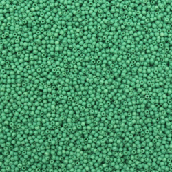 Γυάλινες χάντρες τύπου τσέχικη 2 mm opaque χρώμα μέντας -15 γραμμάρια ± 2050 τεμάχια