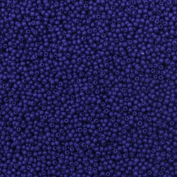 Мъниста стъклена тип чешка 2 мм плътна виолетово-синя тъмна -15 грама ~2050 броя