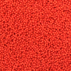 Γυάλινες χάντρες τύπου τσέχικη πάχους 2 mm πορτοκαλί-κόκκινο φωτεινό -15 γραμμάρια ~ 2050 τεμάχια