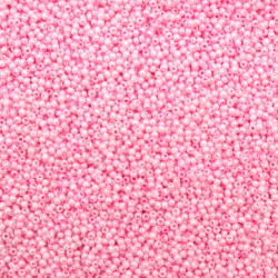 Мъниста стъклена тип чешка 2 мм плътна перлена розова -15 грама ~2050 броя