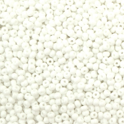 CZECH Type Glass Beads / 3 mm,  Hole: 1 mm / Opaque White - 15 grams ~ 470 pieces