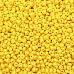 CZECH Type Glass Beads / 3 mm,  Hole: 1 mm / Opaque Yellow Satin - 15 grams ~ 485 pieces