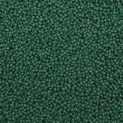 Mărgele de sticlă tip cehă 2 mm densă gri-verde mată -15 grame ~2050 buc