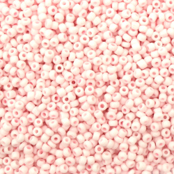 Mărgele de sticlă de tip ceh 3x2.8~3.2mm gaură 0.8~1.1mm roz solid pastel pale -15 grame ~470 buc