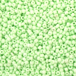 Mărgele de sticlă de tip ceh 3x2.8~3.2mm gaură 0.8~1.1mm verde mentă solid pastel deschis -15 grame ~470 buc