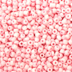 CZECH Type Glass Beads / 4x3.7~4.3mm, Hole: 1~1.25mm /  Opaque Frosted Light Pastel Pink - 15 grams ~ 193 pieces