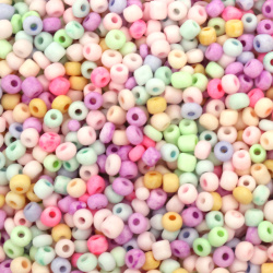 CZECH Type Glass Beads /  4x3.7~4.3mm, Hole: 1~1.25mm /  Opaque Pastel Multicolored - 15 grams ~ 193 pieces