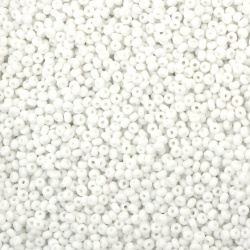 Margele tip Ceh PRECIOSA Rocailles gaura 3 mm 0,7 mm alb solid -20 grame ~780 bucati