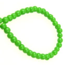 Glass round beads strands for jewelry making 4 mm solid green - 80 cm ~ 240 pieces