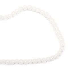 String Glass Round Beads, Jadeite Imitation, 6 mm, Hole: 1 mm, White ~ 50 pieces